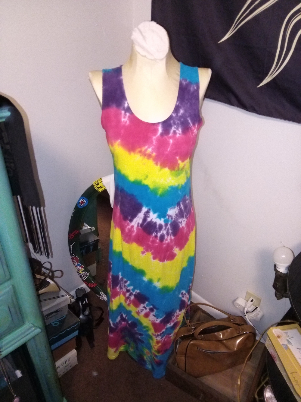 Sleeveless Multicolor Tie-Dye Scoop Neck Maxi Dress